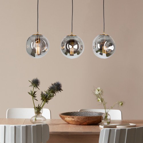 hanglamp met glazen bollen 3 stuks en grote fitting e27