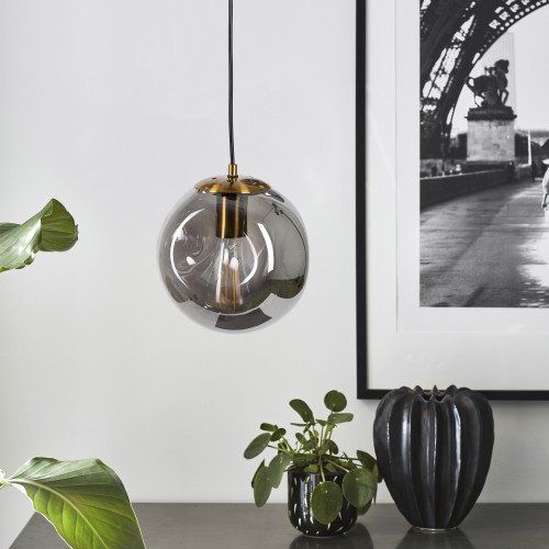 hanglamp met glazen bollen 1 stuks en grote fitting e27