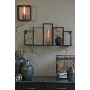 Wandlamp Bally mat zwart metaal rechthoek 65×30 cm E27 wandlamp