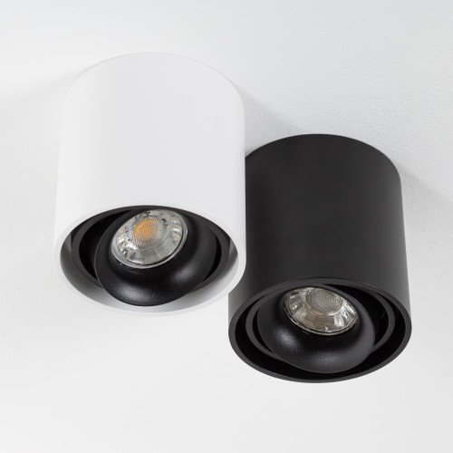 Binnenverlichting Oliver opbouwspot met ronde vormen, modern design en afwerking in zwarte kleur.