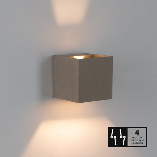 Shift up- en downlighter wandlamp voor binnen met modern design van aluminium in zwarte kleur