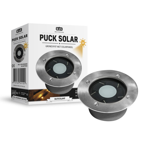 grondspots buiten - LED solar Grondspot Rond Puck solar set - nostalux tuinverlichting