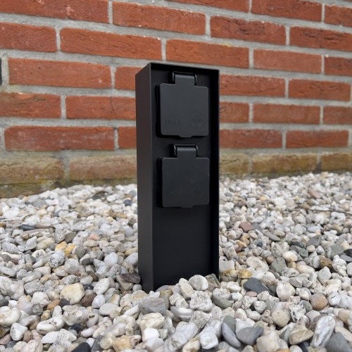 Charge 2 Tuinstopcontact zwart dubbel