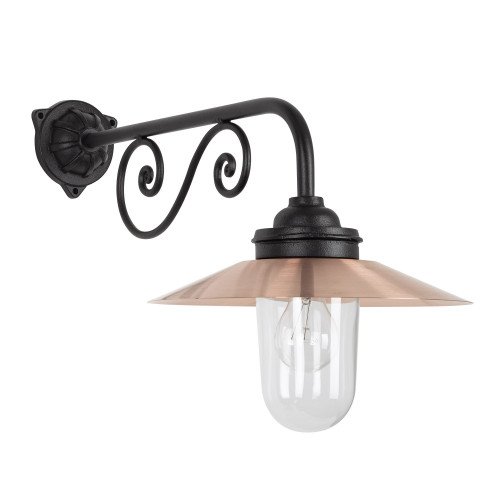 Stoere gietijzeren Stallamp Ardennes buitenlamp  Zwart & Koper