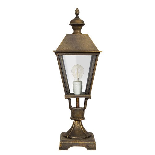 Klassieke bronzen tuinlamp Halle sokkel S