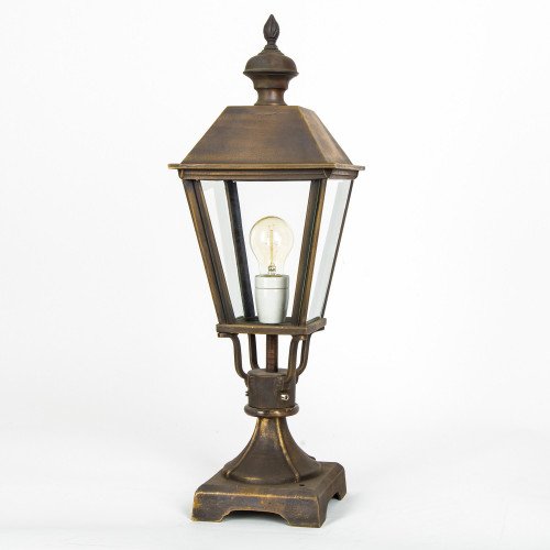 Klassieke bronzen tuinlamp Halle sokkel S