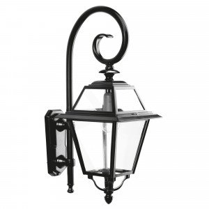 Stijlvolle zwarte buitenlamp met grote heldere beglazing, een luxe wandlantaarn voor buiten, strak klassieke buitenverlichting, met KS Verlichting Stijlvolle zwarte buitenlamp met grote heldere beglazing, een luxe wandlantaarn voor buiten, strak klassieke buitenverlichting, met KS Verlichting
