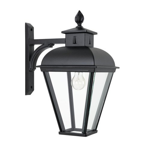 Vondel Hang aluminium muurlamp buitenlamp in zwarte kleur en in klassiek landelijke maison stijl