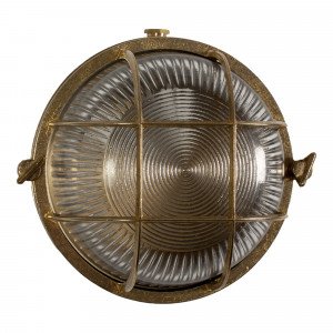 Bronzen buitenlamp Ocean 3 met glas en raster voor wand of plafond Bronzen buitenlamp Ocean 3 met glas en raster voor wand of plafond
