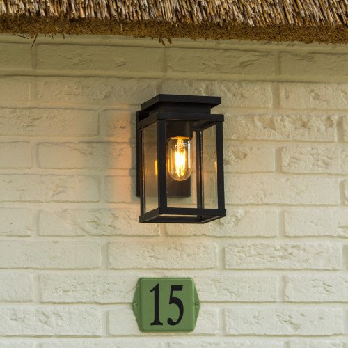 buitenlamp met sensor, zwarte buitenlamp voor aan de wand, ingebouwde bewegingssensor, strak moderne verlichting