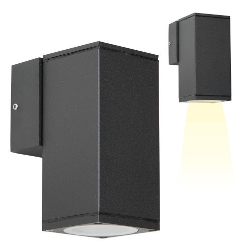 Wandspot Kelvin down, een bijzonder mooie aluminium downlighter wandspot met een stijlvolle zwarte finish, hoogwaardige kwaliteit buitenverlichting van KS Verlichting