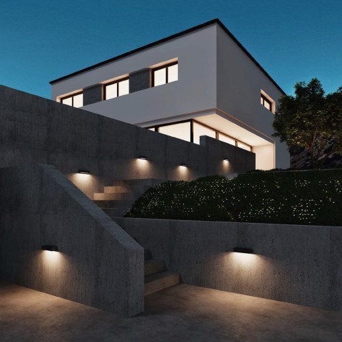 Buitenlamp Score L buitenverlichting zwart aluminium in moderne stijl
