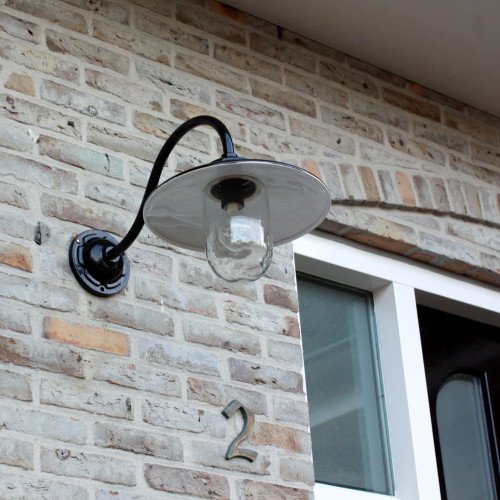 Stallamp Solingen wandlamp Zwart dag en nacht sensor ledlamp