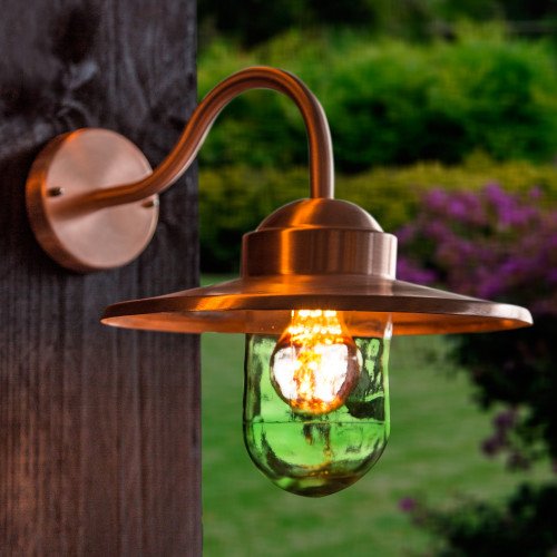 Buitenlamp Dolce Koper, buitenverlichting, model stallamp met glazen stolp van het merk KS Verlichting