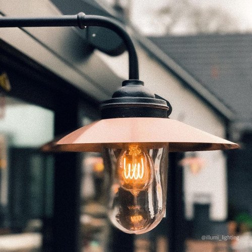 Stoere gietijzeren Stallamp Ardennes buitenlamp  Zwart & Koper