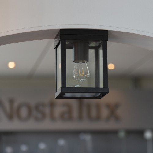 Buiten plafond lamp zwart frame met heldere glazen industrieel karakter stijlvol zwarte plafondverlichting KS plafondlamp Jersey