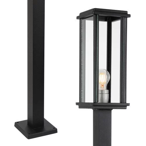 Arnusa Solar Pedestal Lamp, Black, Aluminium, Glass, Outdoor Light, Wireless, Remote Control, Garden Light, Path Light, Solar Lamp Arnusa Solar Pedestal Lamp, Black, Aluminium, Glass, Outdoor Light, Wireless, Remote Control, Garden Light, Path Light, Solar Lamp