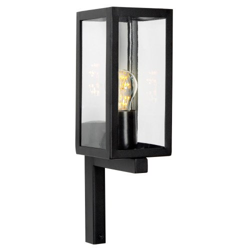 Zwarte buitenlamp Huizen, moderne wandverlichting, box design, rvs met zwarte poedercoating, stijlvol zwarte strak moderne verlichting voor buiten