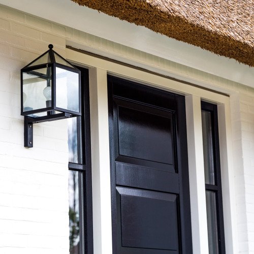 Buitenlamp huisjes model zwart RVS frame heldere beglazing stijlvolle gevelverlichting van KS Verlichting