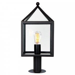 Zwarte buitenlamp staand model tuinlamp zwart RVS frame grote heldere glazen model Bloemendaal