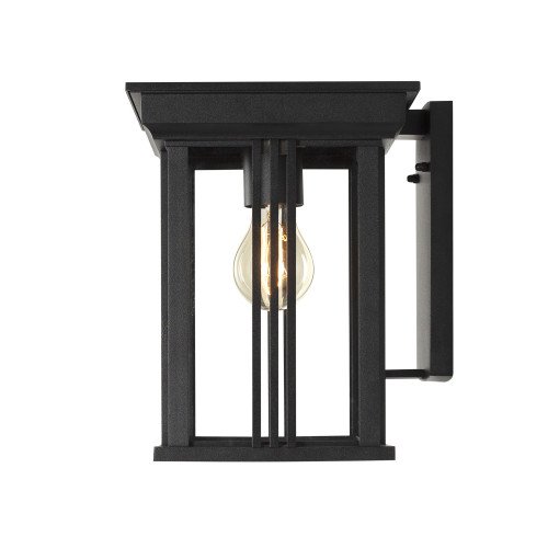 Zwarte wandlamp voor buiten, strak modern klassieke verlichting, box design, heldere beglazing, strakke belijning, zwart frame