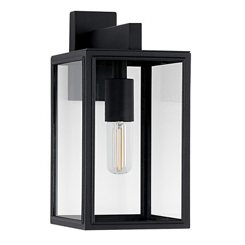 Buitenlamp zwart frame heldere beglazing, moderne wandlamp voor buiten, Soho met e27 