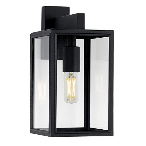 Buitenlamp zwart frame heldere beglazing moderne wandlamp voor buiten Soho hangend