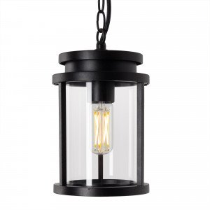 hanglamp voor buiten aan ketting zwart frame, ronde lantaarnkap, inclusief plafondplaat, strak klassiek moderne vormgeving hanglamp voor buiten aan ketting zwart frame, ronde lantaarnkap, inclusief plafondplaat, strak klassiek moderne vormgeving