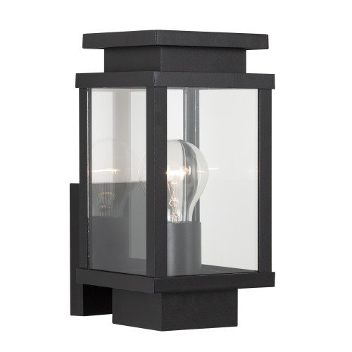 zwarte wandlamp met vierkante vorm en vensters met echt glas inclusief  schemersensor lichtbron