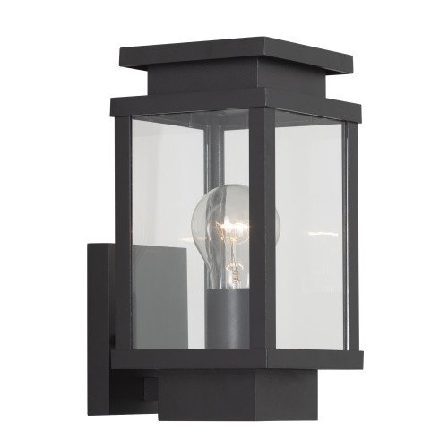 zwarte wandlamp met vierkante vorm en vensters met echt glas inclusief  schemersensor lichtbron