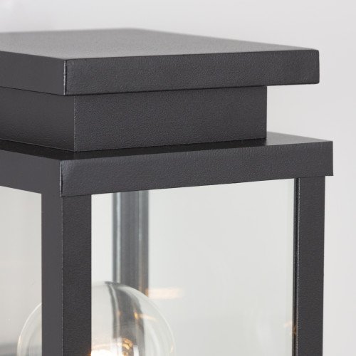 zwarte wandlamp met vierkante vorm en vensters met echt glas inclusief  schemersensor lichtbron