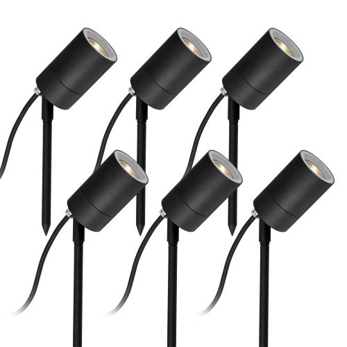 Buitenverlichting 6x LED Pin Tuinspot Zwart | Nostalux.be