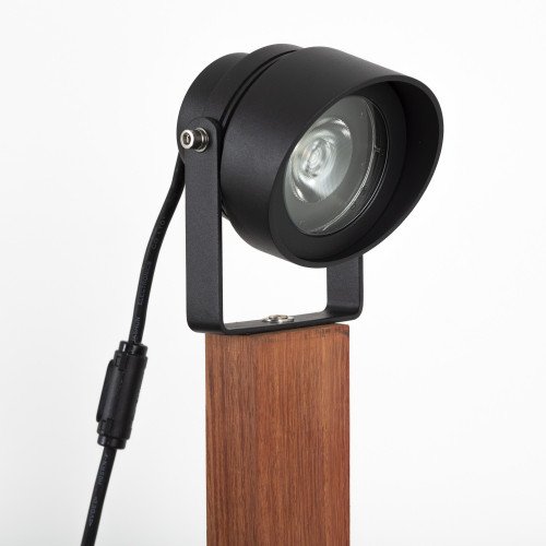Tree beamer LED tuinspot op houten sokkel in zwarte uitvoering draaibaar kantelbaar en richtbaar 