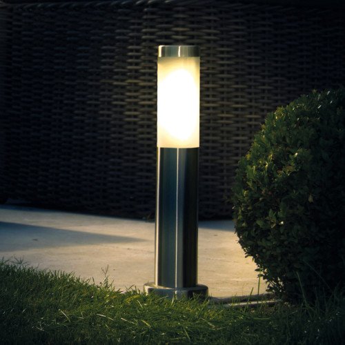 tuinlamp van rvs met grote fitting glimmend zilver ook in het zwart