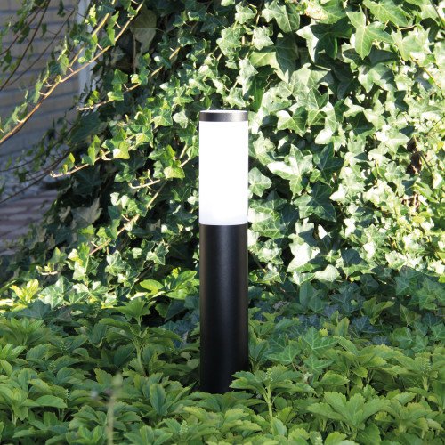 set van zeer voordelige zwarte strakke tuinlampen met melkglas moderne uitstraling van ks verlichting