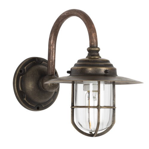 Buitenlamp Barra sfeervolle stallamp met ronde vormen raster en in de kleur brons