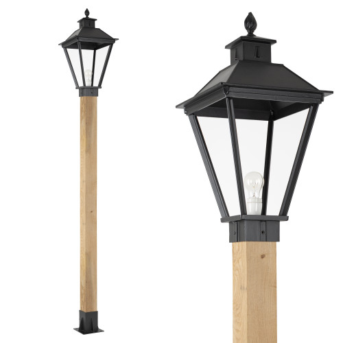 Buitenlamp Square XL WOOD Sokkel tuinlamp met vierkante vormen in zwarte kleur