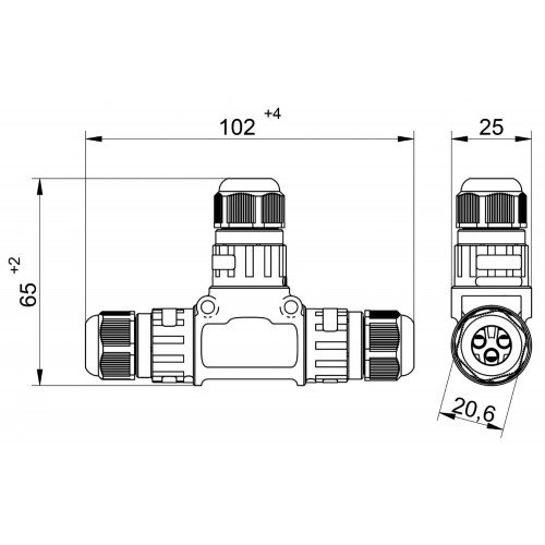 Kabelmof IP68 T-aftak