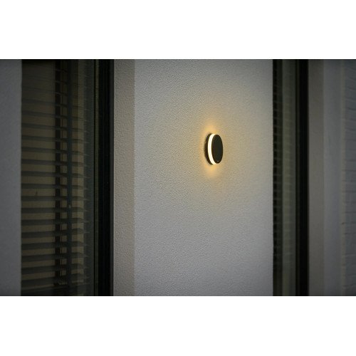 Ronde moderne wandlamp buitenlamp Polaris 12 volt van Lightpro in antraciet kleur