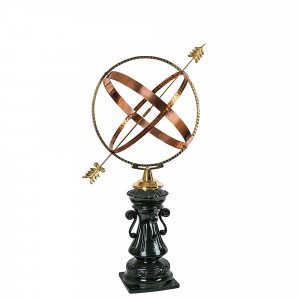 duurzame zonnewijzer met ronde vormen en pijl op robuuste zwarte sokkel