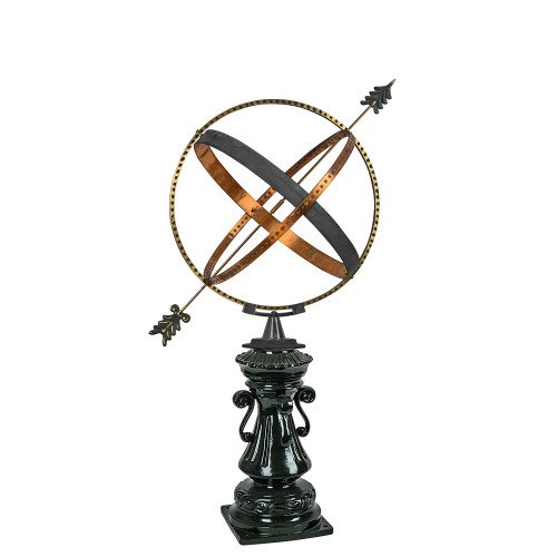 duurzame zonnewijzer met ronde vormen en pijl op robuuste zwarte sokkel