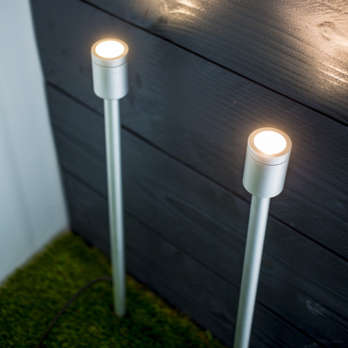KS Verlichting - KS Twins LED Spike Set Zilver- Tuinspot