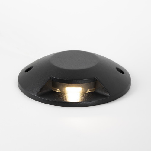 Grondspot opbouw inclusief led techniek, de Evo deckspot 1 lichts een zwarte vloer spot met strijklicht 400 lumen aan 1 zijde, lichtkleur 3000 Kelvin