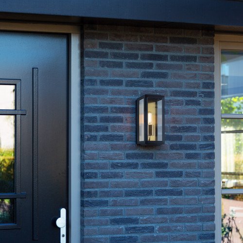 Aluminium Wandlamp Residence voor buiten met vierkanten vormen en in de kleuren zwart en koper